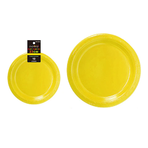 Platos plásticos amarillo 23cm 10pcs