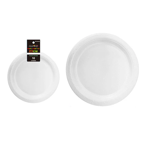 Platos plásticos blanco 23cm 10pcs