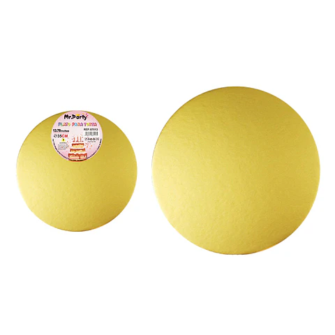 Bandeja base redonda de cartón para torta 35cm dorado
