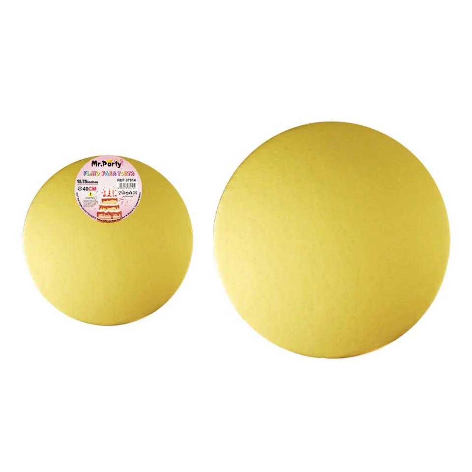 Bandeja base redonda de cartón para torta 40cm dorado 1
