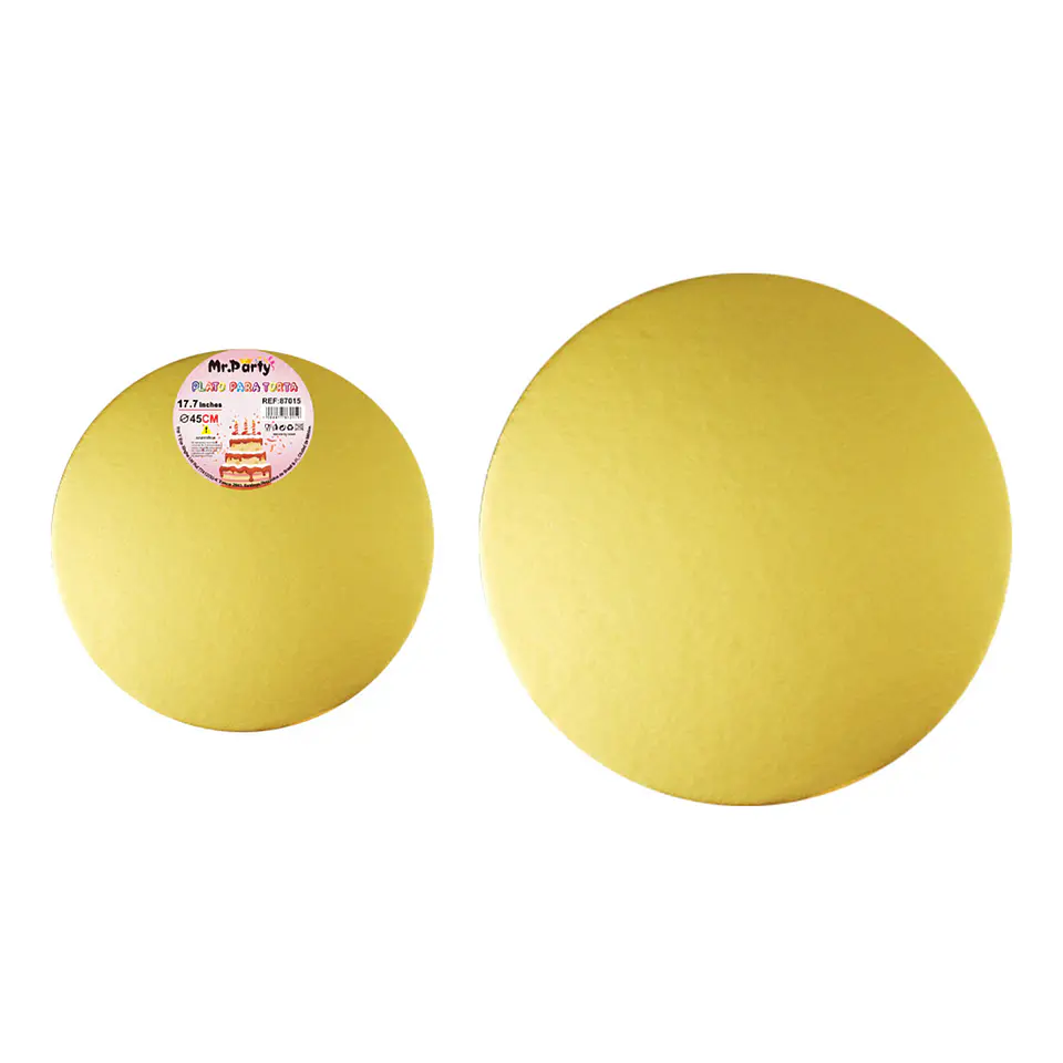 Bandeja base redonda de cartón para torta 45cm dorado 1