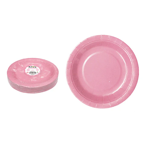 Platos de papel rosado 18cm 40pcs