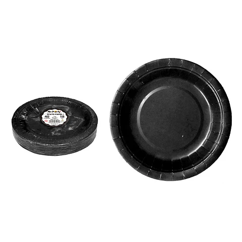 Platos de papel negro 18cm 40pcs