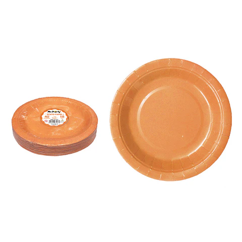 Platos de papel naranja 18cm 40pcs