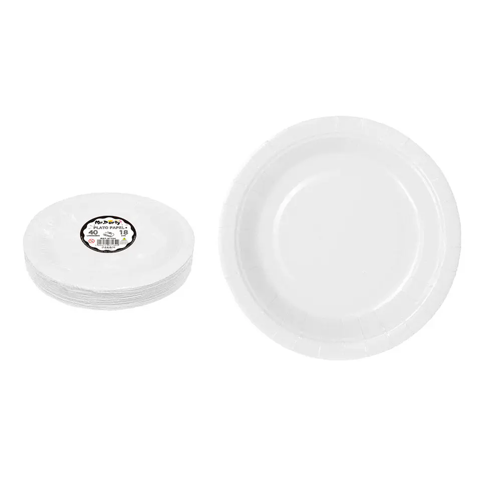 Platos de papel blanco 18cm 40pcs 1