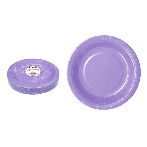 Platos de papel lila 18cm 40pcs