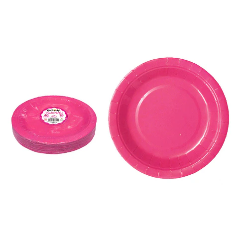 Platos de papel fucsia 18cm 40pcs