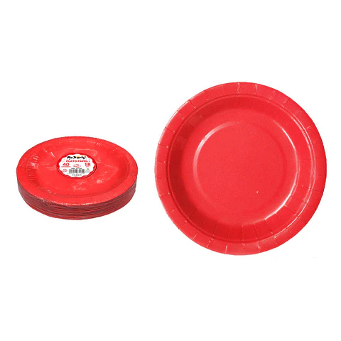 Platos de papel rojo 18cm 40pcs