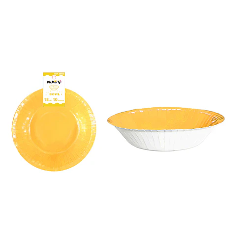 Bowl redondo de cartón amarillo 18cm 10pcs