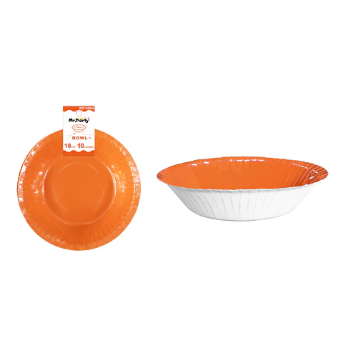 Bowl redondo de cartón naranja 18cm 10pcs