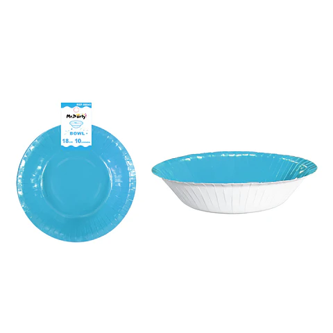 Bowl redondo de cartón celeste 18cm 10pcs