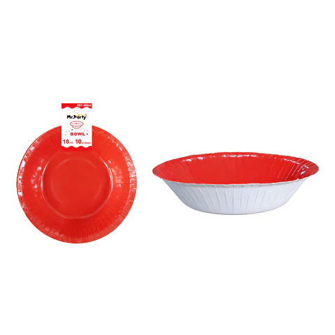 Bowl redondo de cartón rojo 18cm 10pcs