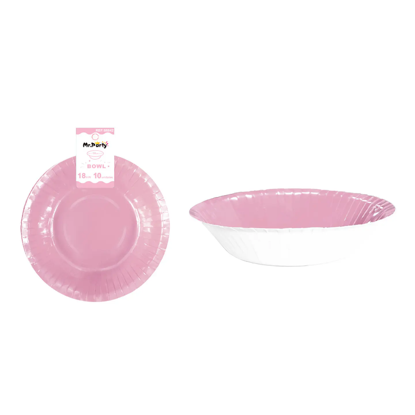 Bowl redondo de cartón rosa claro 18cm 10pcs 1