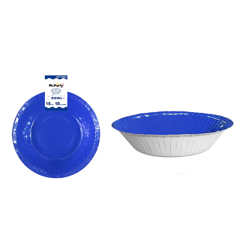 Bowl redondo de cartón azul rey 18cm 10pcs