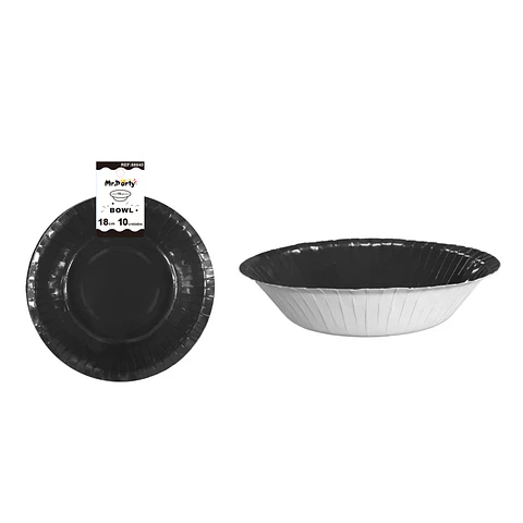 Bowl redondo de cartón negro 18cm 10pcs
