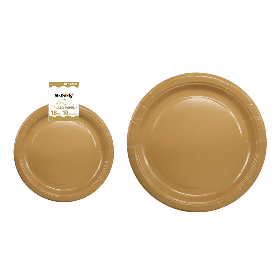 Platos de papel dorado 18cm 10pcs 1