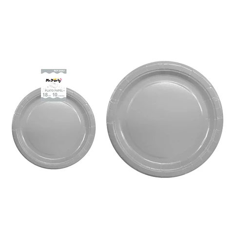 Platos de papel plateado 18cm 10pcs