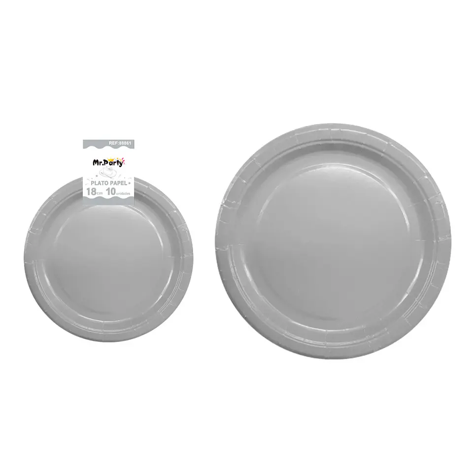 Platos de papel plateado 18cm 10pcs 1