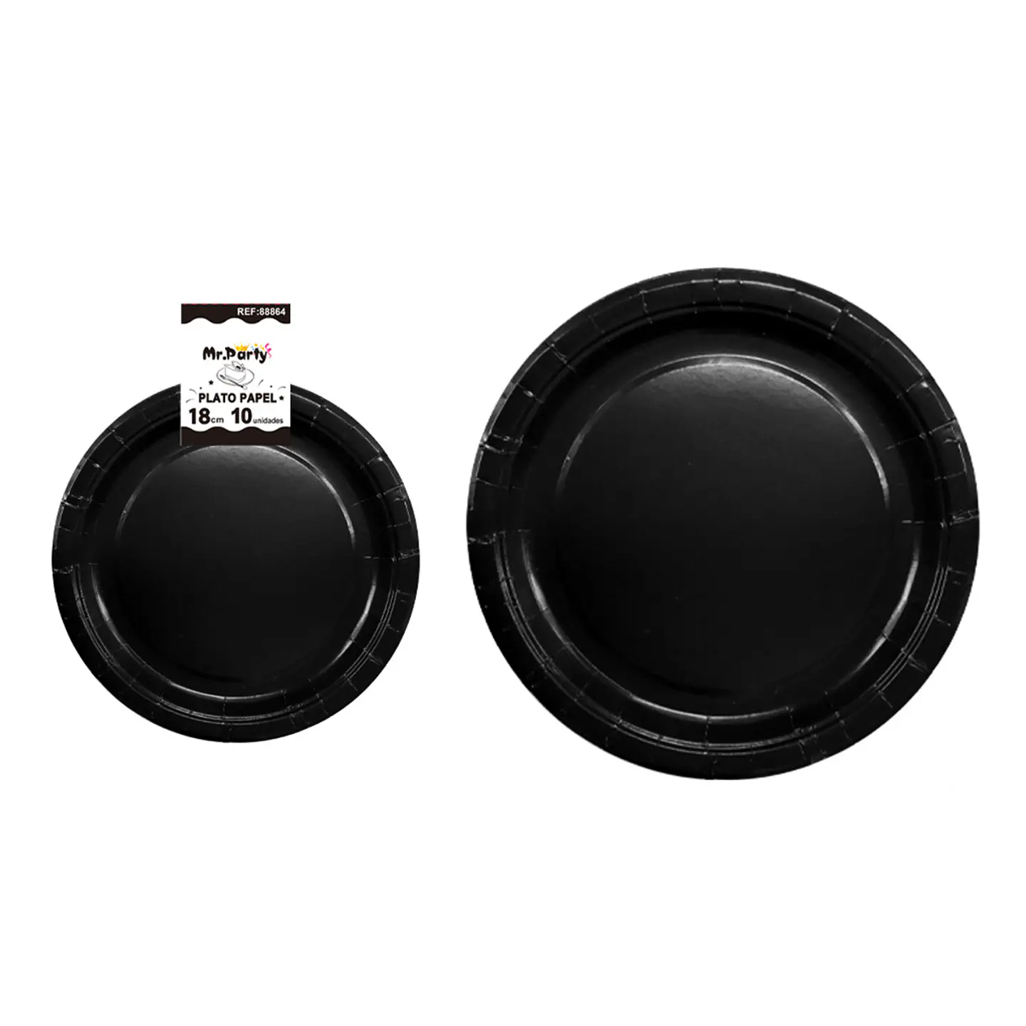 Platos de papel negro 18cm 10pcs 1