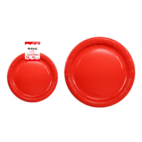 Platos de papel rojo 18cm 10pcs