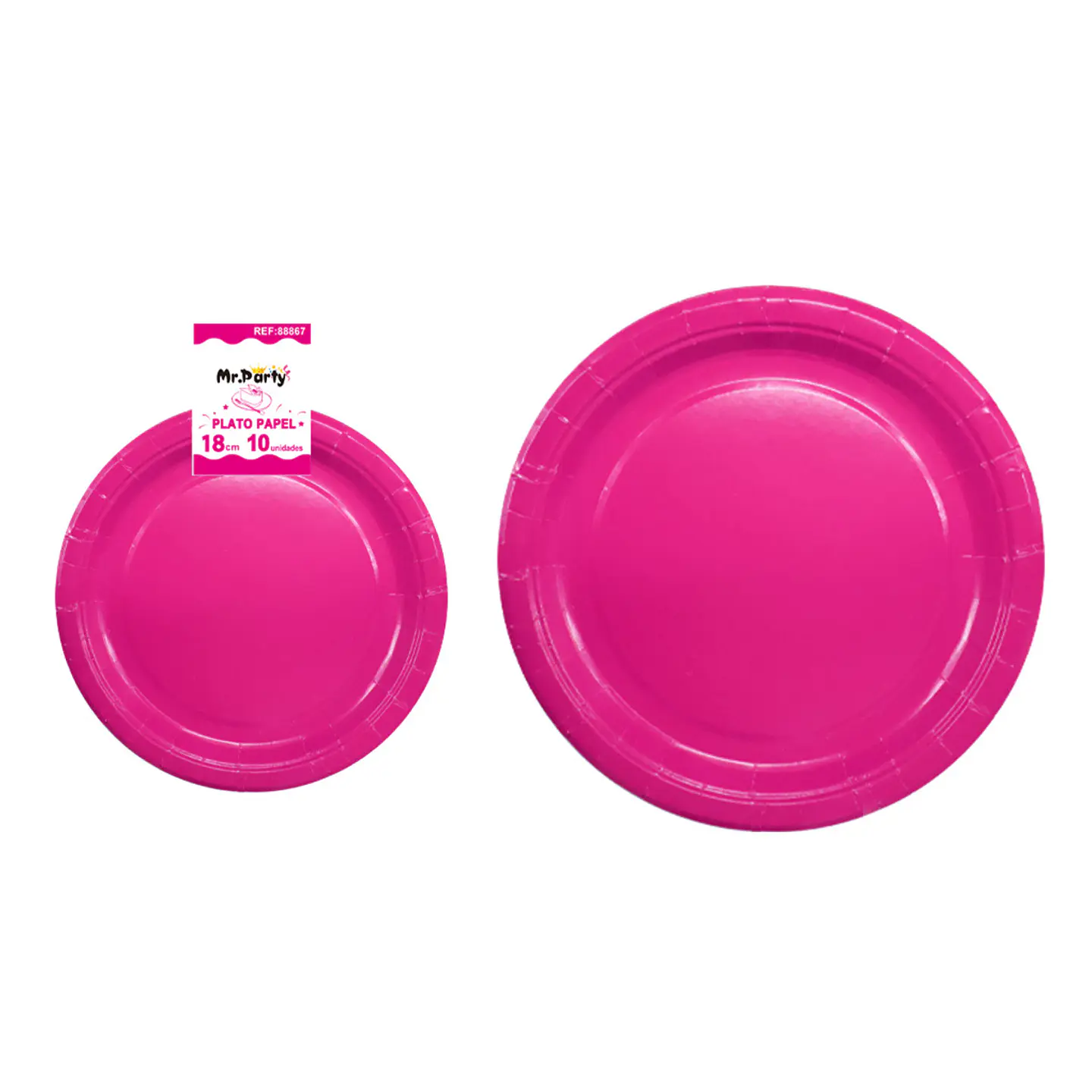 Platos de papel fucsia 18cm 10pcs 1