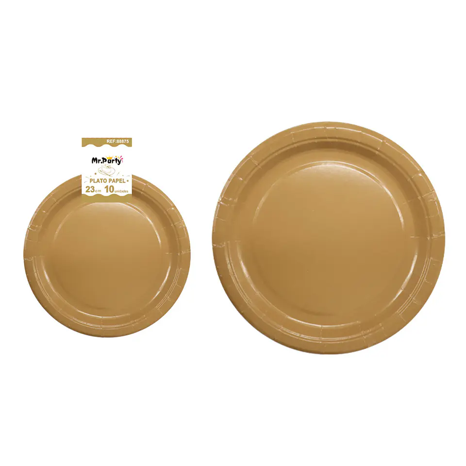 Platos de papel dorado 23cm 10pcs 1