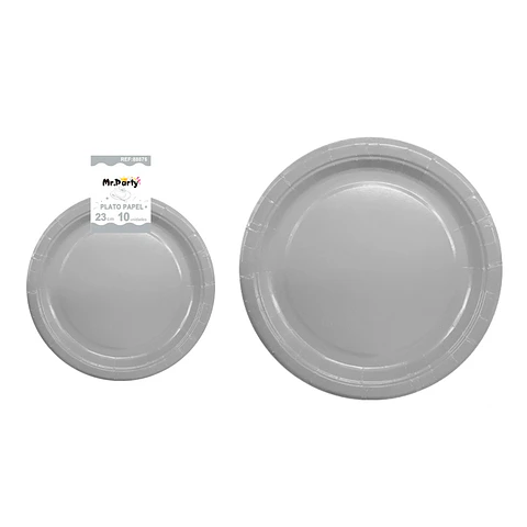 Platos de papel plateado 23cm 10pcs