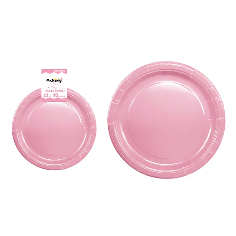 Platos de papel rosado 23cm 10pcs
