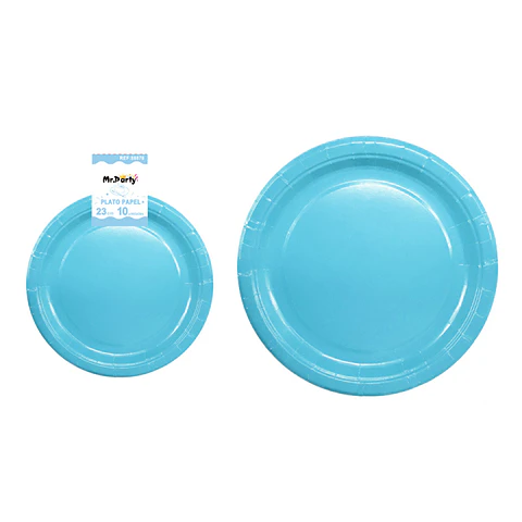 Platos de papel celeste 23cm 10pcs