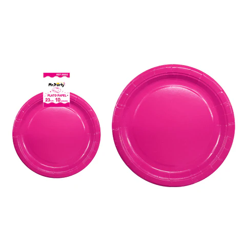 Platos de papel fucsia 23cm 10pcs
