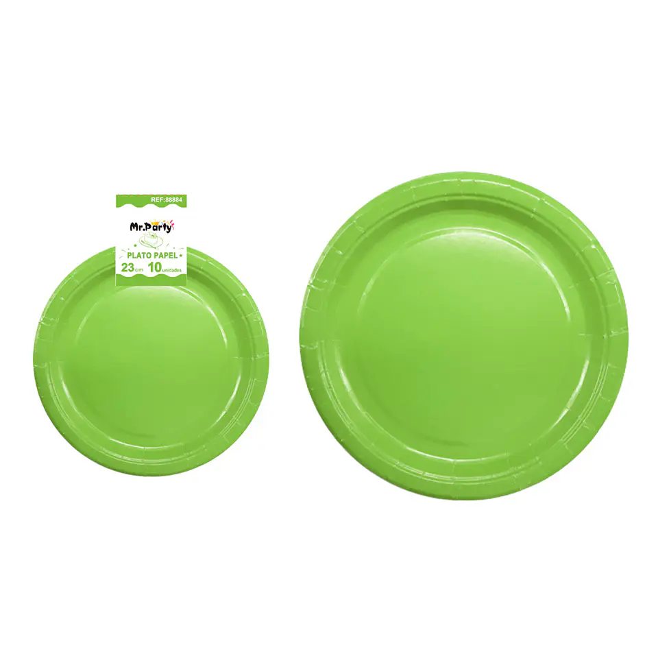 Platos de papel verde manzana 23cm 10pcs 1