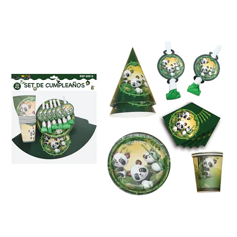 Set de servicios de panda para cumpleaños 30pcs
