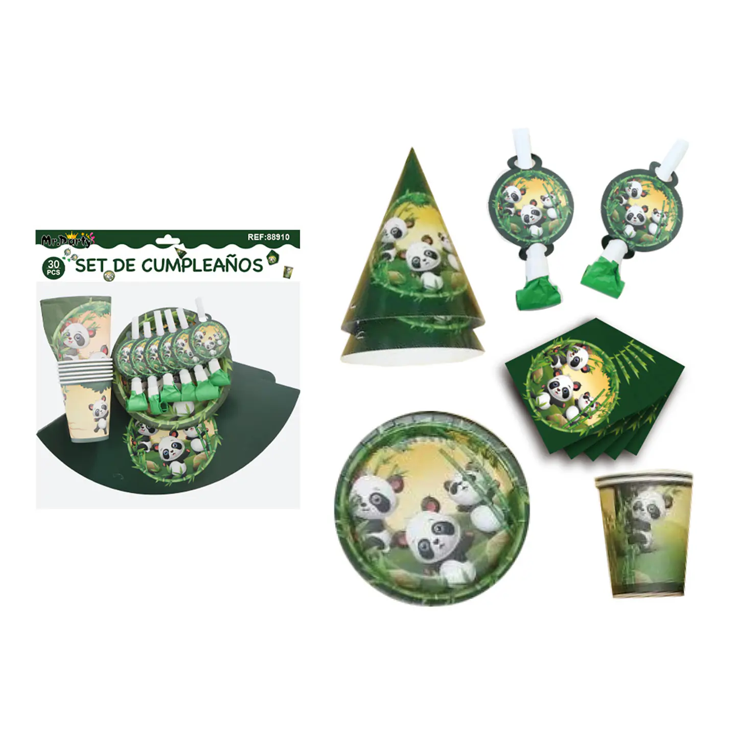 Set de servicios de panda para cumpleaños 30pcs 1