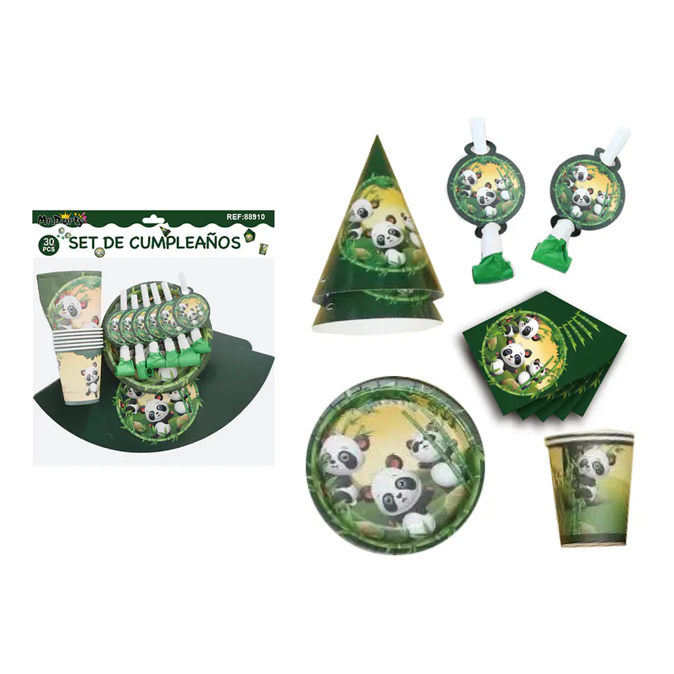 Set de servicios de panda para cumpleaños 30pcs 1