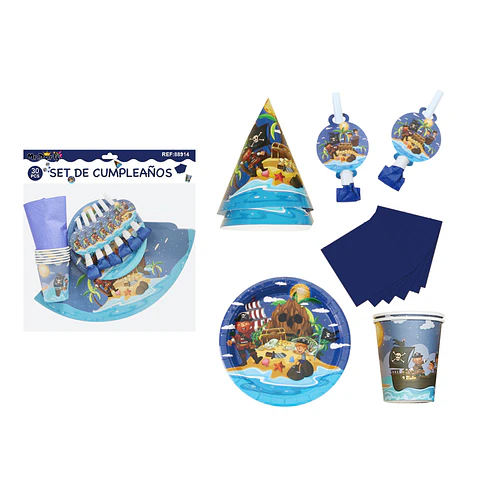 Set de servicios de barco pirata para cumpleaños 30pcs