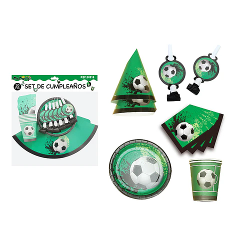Set de servicios de fútbol para cumpleaños 30pcs