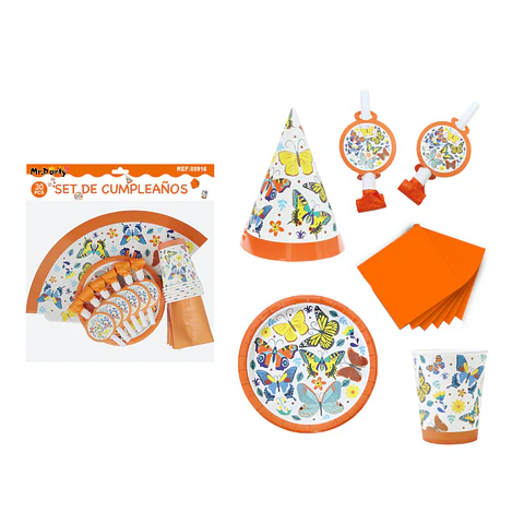 Set de servicios de mariposas para cumpleaños 30pcs