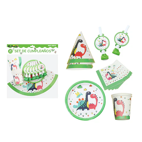 Set de servicios de dinosaurios para cumpleaños 30pcs