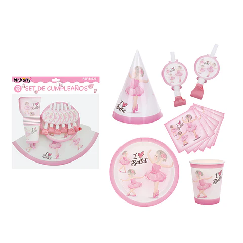 Set de servicios de I love ballet para cumpleaños 30pcs
