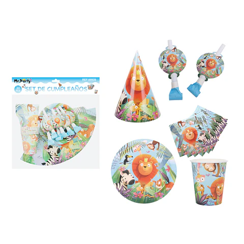 Set de servicios de animales para cumpleaños 30pcs