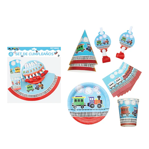 Set de servicios de tren para cumpleaños 30pcs
