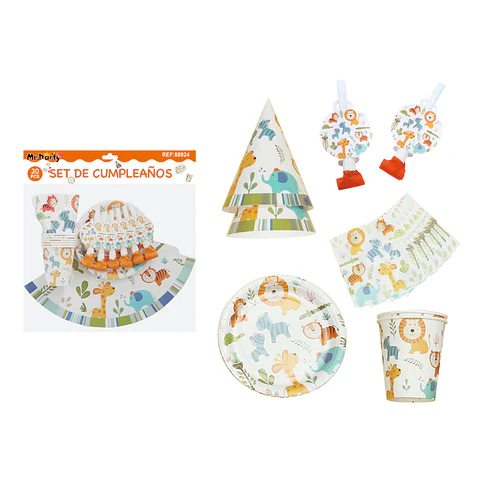 Set de servicios de animales para cumpleaños 30pcs