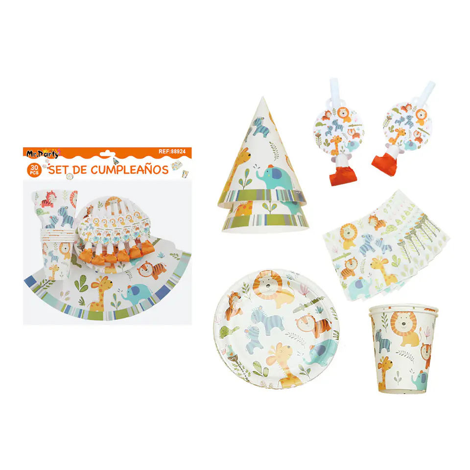 Set de servicios de animales para cumpleaños 30pcs 1