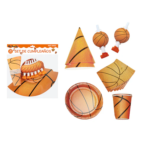 Set de servicios de baloncesto para cumpleaños 30pcs