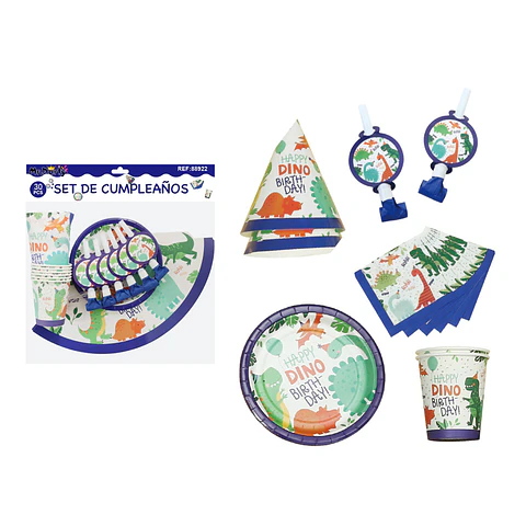 Set de servicios de dinosaurios para cumpleaños 30pcs