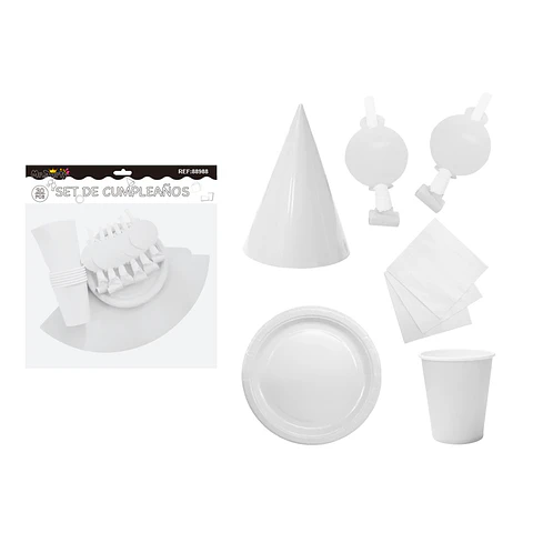 Set de servicios para cumpleaños blanco 30pcs