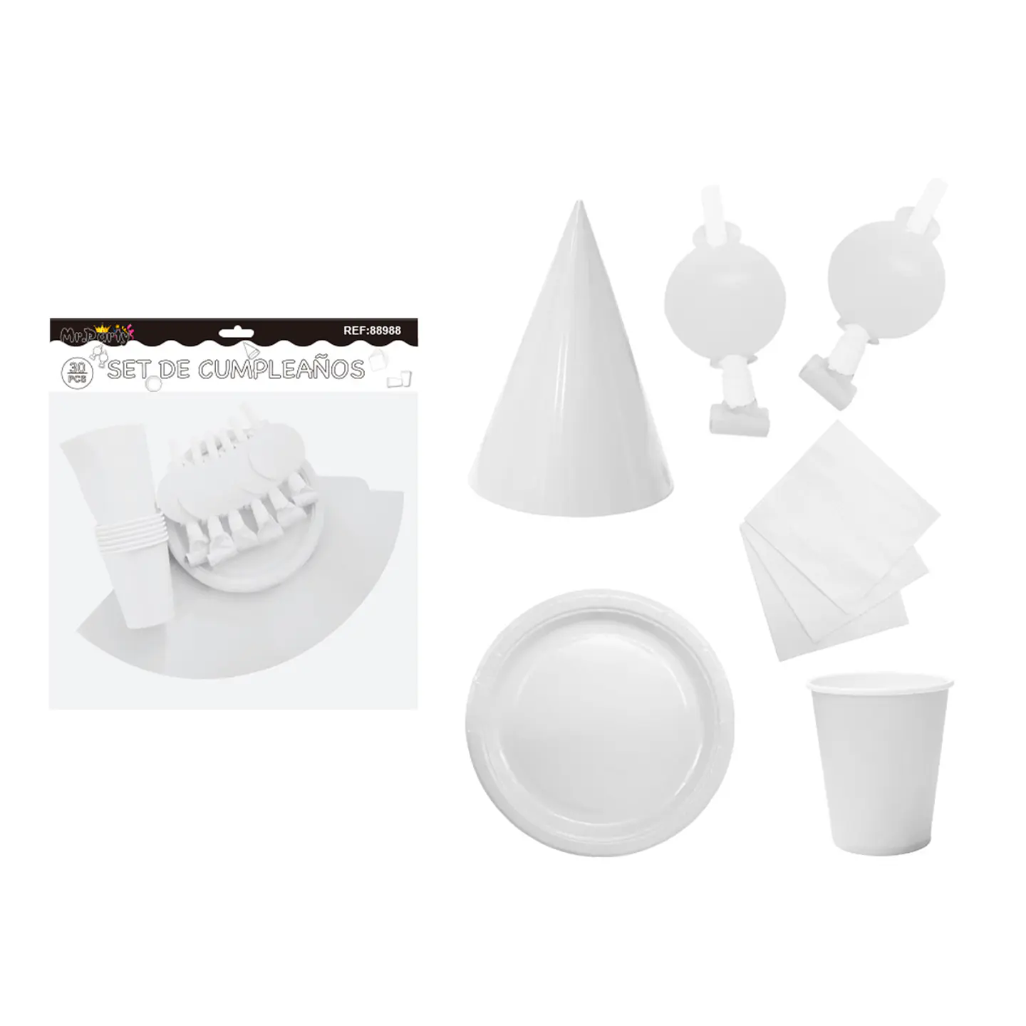 Set de servicios para cumpleaños blanco 30pcs 1