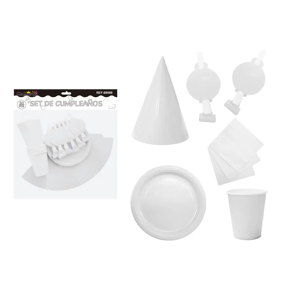 Set de servicios para cumpleaños blanco 30pcs 1
