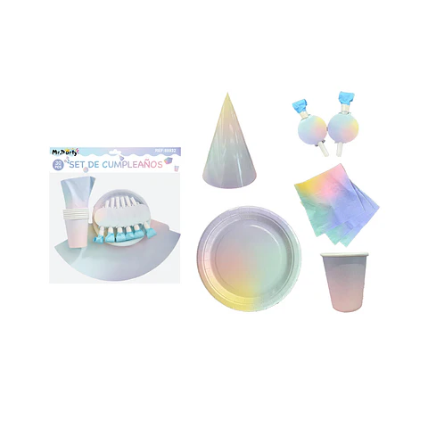 Set de servicios multicolor para cumpleaños 30pcs
