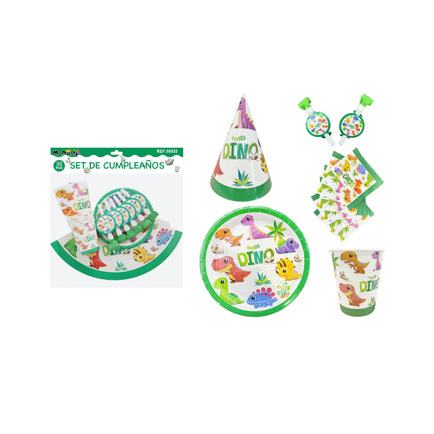 Set de servicios de dinosaurios para cumpleaños 30pcs 1